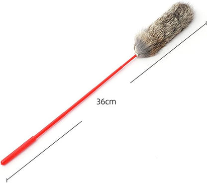 plplaaoo Plush Cat Teaser Wand, Bite Resistant Hand Crafted, Soft Flexible Plush Cat Toys, for Training, with Faux Rabbit Fur, for Cat Lovers Friends Family Co Workers (Grey)