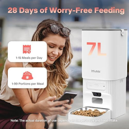 Automatic Cat Feeder with Camera - 5G WiFi Cat Food Dispenser with Night Vision, 7L Dog Feeder Automatic, 1-15 Meals, 1-99 Portions, 2-Way Audio, Jam Free, 10s Voice Recording, Timed Auto Pet Feeder - Image 5