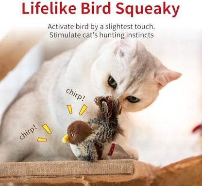 PETGEEK Gigwi Bird Cat Toy Simulated Chirping Bird Cat Toy, Fake Bird Cat Toys for Indoor Cats, Melody Chaser Cat Toys with Hanging Loop for Bored Indoor Adult Cats Kittens Interactive Play (Bird) - Image 2