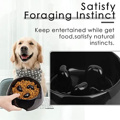 Super Design Slow Feeder Dog Bowl, Melamine, 1.5 Cup, Black, 8.6 x 8.4 x 2.7 in, 1.39 Pounds - Image 2
