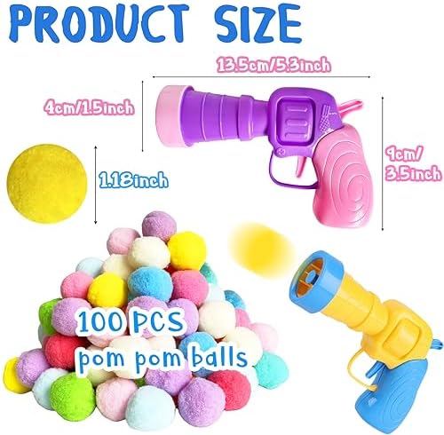 2 Cat Toy Launchers & 100 Cat Pom Pom Balls,Interactive Cat Toys - Image 2