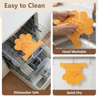 Dog Lick Mat with Suction Cups, Slow Feeder & Enrichment Mat for Dogs & Cats, Silicone Feeding Mat for Wet & Dry Food, Anxiety Relief, Mess-Free Foldable Pocket Design, Orange - Image 7