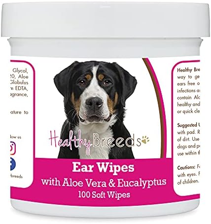 Healthy Breeds Greater Swiss Mountain Dog Ear Cleaning Wipes with Aloe & Eucalyptus for Dogs 100 Count by HealthyBreeds