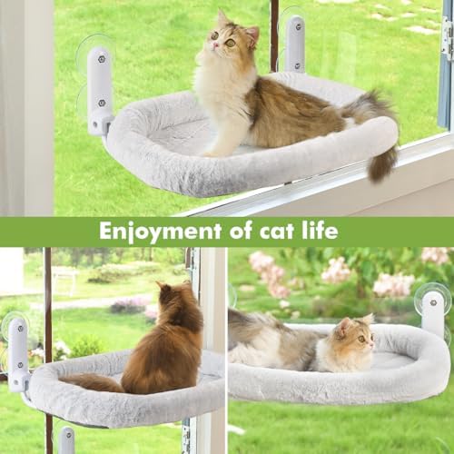 Zoratoo 2PC Cat Window Perch, Foldable & Cordless Cat Hammock with Bolster - Image 7