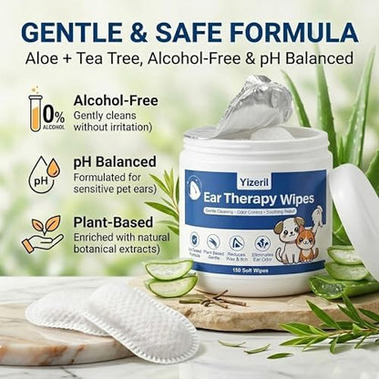 Dog Ear Finger Wipes, 150 Count, Alcohol-Free Ear Cleaner - Image 4