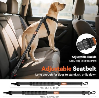 2Pcs Dog Seat Belt, Dog Car Seat Belt Bungee for Pet, Black - Image 4