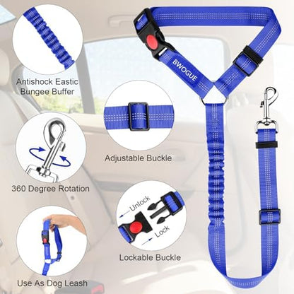 BWOGUE Dog Seat Belt for Car, Headrest Restraint Bungee Lead, Dark Blue - Image 4
