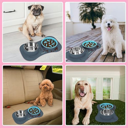 Slow Feeder Dog Bowls 3 in 1 Stainless Steel Food Water Bowl to Slow Eating - Image 7