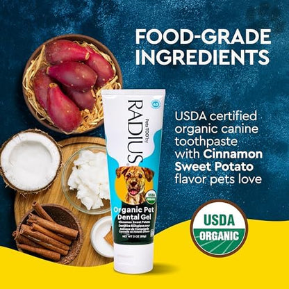 Radius USDA Organic Dental Solutions All Ages Dog Dental Kit 1 Unit, 1 Dog Toothbrush, 1 0.8oz Toothpaste, & 1 Travel Case, Firm Bristle & Non Toxic Toothpaste for Dogs - Image 6