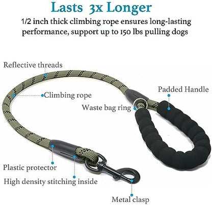 iYoShop Double Dog Leash, 360° Swivel, No Tangle, Large, Military Green - Image 3