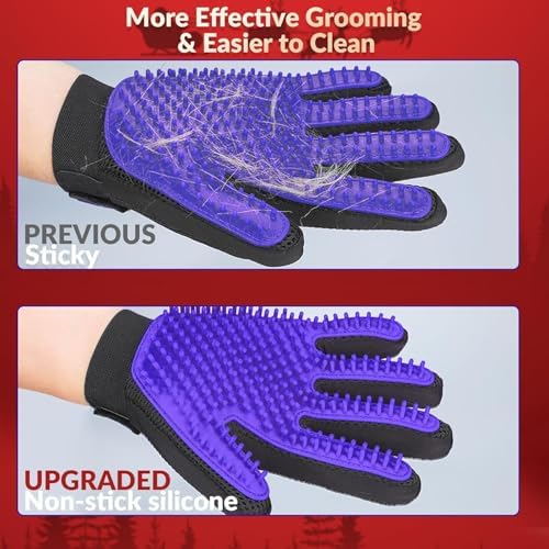 Pet Hair Removal Glove with 255 Silicone Tips for Dogs & Cats, Right Purple - Image 2