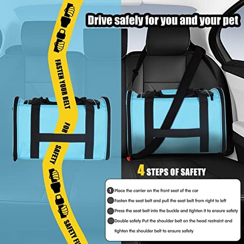 Cat Carrying Case - Pet Carrier Airline Approved, Protable and Breathable Pet Travel Carrier Removable Fleece Pad, Collapsible Cat Carrier Dog Carrier for Medium Cats Small Cats Dogs(Medium, Blue) - Image 5