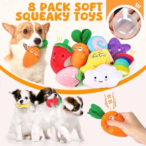 LOYEE Dog Squeaky Toys 8 Pack, Puppy Plush Squeaky Toys for Medium Small Dogs, Cute Pet Toys Stuffed Puppy Chew Toys for Teething, Interactive Toys Set for Puppy Supplies - Image 2