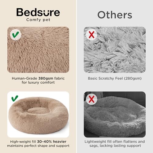 Bedsure Calming Small Medium Dog Bed Donut Washable Puppy Bed,27ins Camel - Image 3