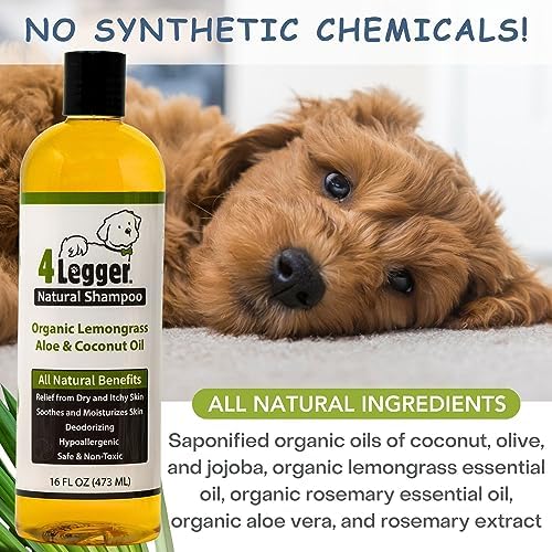 4-Legger Certified Organic Dog Shampoo - All Natural and Hypoallergenic with Aloe and Lemongrass, Soothing for Normal, Dry, Itchy or Allergy Sensitive Skin - Biodegradable - Made in USA - 16 oz - Image 4