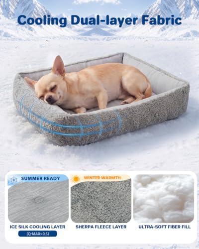 Cooling Dog Bed for Small Medium Dogs - Reversible Design (Ice‑Silk Cooling Layer | Sherpa Fleece Layer), Washable Dog Cooling Mat for Crates, Beds, Sofas 20" × 14" - Image 5