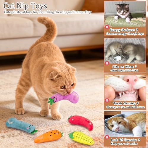 ETEKYER Catnip Cat Toys for Indoor Cats, Vegetable Shape 5 Pack - Image 3