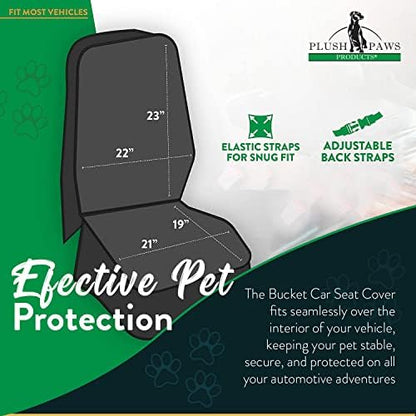 Plush Paws Products Premium Bucket Car Seat Protector | Diamond Stitching | Washable & Waterproof Front Seat Dog Cover Car, Truck, & SUV | Nonslip, Tear Resistant Pet Passenger Seat Cover | Grey - Image 3