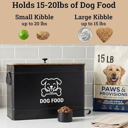 Metal Dog Food Container 15-20 lbs w/ Airtight Bamboo Lid, 70 Cup Capacity - Image 3