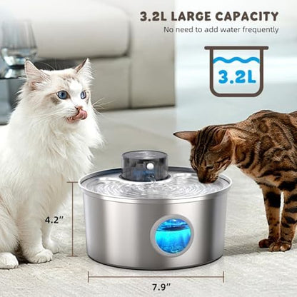 Casfuy PWL-003 Smart Motion Sensor Cordless Stainless Steel Dog & Cat Water Fountain, 108-oz - Image 6