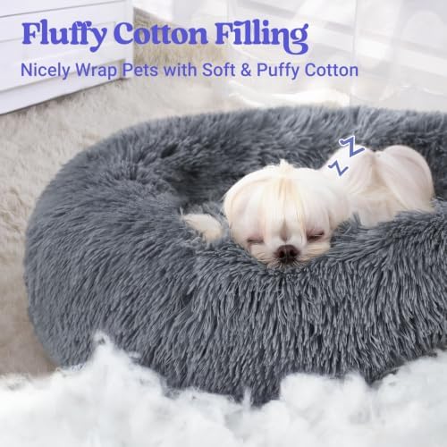 rabbitgoo Calming Cat Beds for Indoor Cats, 23 inches, Dark Grey - Image 3
