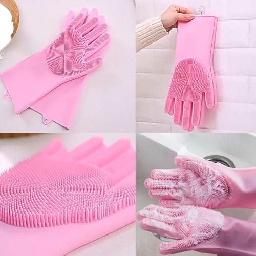 8PCS Dog Bath Supplies Set，Dog Washing Gloves，Shampoo Brush, Shedding Slicker Brush，Complete Pet Grooming Kit for Dog&Cat and Small Animal Grooming(8PCS-Bath-Pink) - Image 3