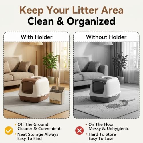 Stainless Steel Cat Litter Scooper with Mini Dustpan and Brush Set - Image 3