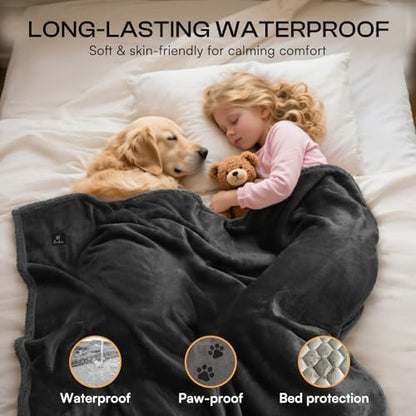 Luciphia Waterproof Bed Blanket Washable,Soft Sherpa Fleece Puppy Reversible Throw Blankets for Small Dog Cat, Furniture Cover Protector Couch Bed from Liquid Pee and Pet Fur, Black, 40" x 28" - Image 3