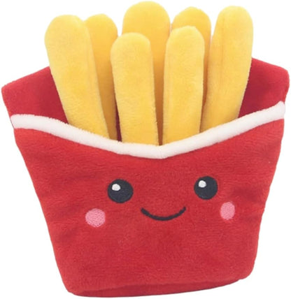 Glow Pups Dog Toy French Fries, Squeaky Plush Food Parody Toy, Easy to Clean, Promotes Mental Stimulation, Keeps Dog Entertained, 6" x 5", Red Plush Toy