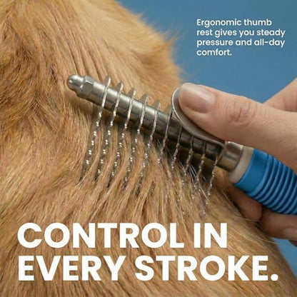 Poodle Dematting Fur Rake Comb Brush for Dogs and Cats - Long 2.5" Steel Safety Blades Metal Comb for Detangling Matted or Knotted Undercoat Hair - Image 3