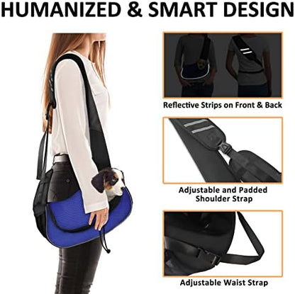 Gloppie Small Dog Sling Carrier for 5lb Dogs Breathable Puppy Sling Hands Free Travel Cat Carrier Klein Blue S - Image 3