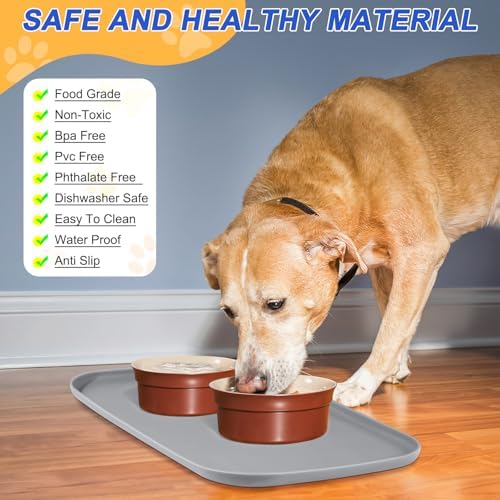SMILOOL Waterproof Silicone Pet Food Mat with Raised Edge for Dog & Cat - Image 3