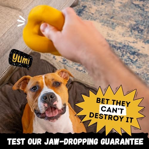 Indestructible Dog Ball - Lifetime Replacement - Durable Dog Toy for Aggressive Chewers - Safe, Non-Toxic Natural Rubber - Chew, Tug & Fetch - Tough, Heavy Duty Chew Toy - 4” (Softball Size) - Image 3