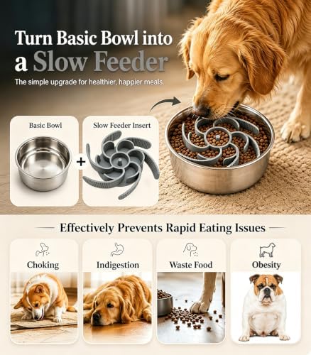 Slow Feeder Dog Bowls Insert Cuttable to fit 4.4"-7.5" Bowls Gray - Image 2