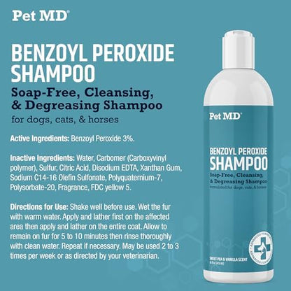Pet MD Benzoyl Peroxide Shampoo for Dogs, Cats, & Horses - 16oz - Image 6