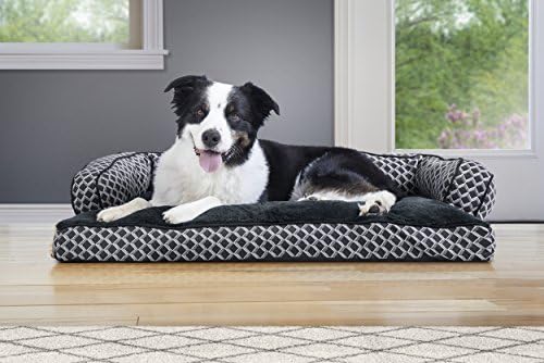 Furhaven Pillow Dog Bed for Large/Medium Dogs w/ Removable Bolsters & Washable Cover - Plush & Woven Decor Comfy Couch Sofa - Diamond Gray, Large - Image 3