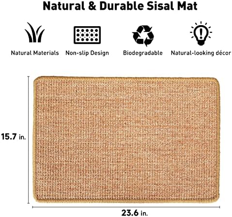 FUKUMARU Cat Scratcher Mat, 23.6 X 15.7 Inch Natural Sisal Cat Scratch Mat - Image 2