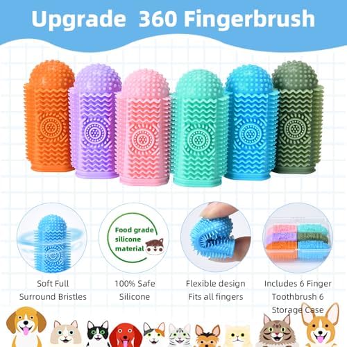 6Pcs Silicone Dog Toothbrush,360° Dog Tooth Brushing Kit,Finger Toothbrush,Cat Tooth Brush,Teeth Cleaning,Dogs Cats Teeth Cleaning Dental Care - Image 3