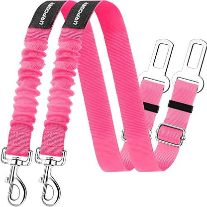 URPOWER 2 Pack Dog Seat Belt, Retractable Dog Car Harness Adjustable Pet Safety Belt with Elastic Bungee Buffer, Heavy Duty & Durable & 360 Degree Swivel Dog Seatbelts by URPOWER
