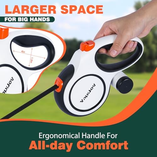 Retractable Dog Leash, 16ft Heavy Duty Retractable Pet Leash with Poop Bag Holder, 360° Tangle-Free for Small Medium Large Dogs Up to 66lbs, Anti-Slip Handle,One-Handed Brake Pause Lock（White） - Image 5