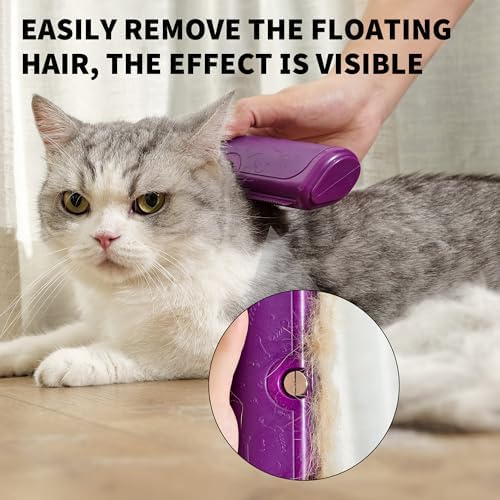 Cat and Dog Deshedding Brush for Short Hair, Purple - Image 3