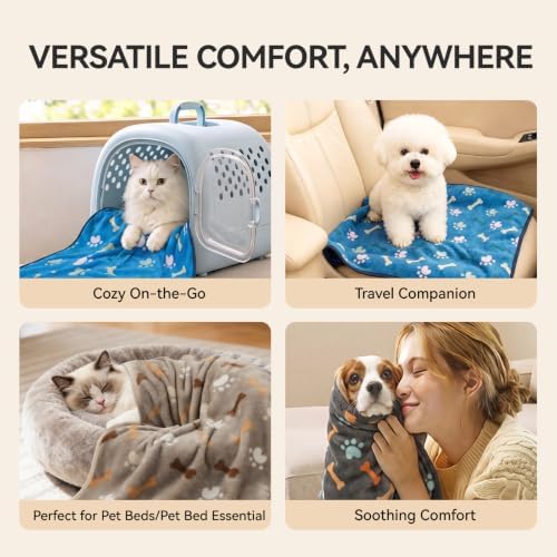LINENLUX Dog Blankets 3-Pack, Super Soft Fluffy Fleece Pet Throw Warm - Image 3