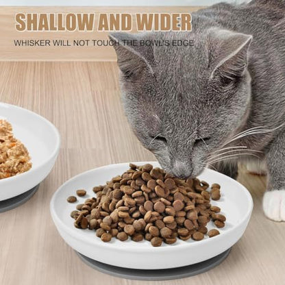 Elevated Cat Bowls with Bamboo Stand, Ceramic Raised Cat Bowl Set of 2, 5.9 Inch Whisker Friendly Anti Vomiting Cat Food Bowls for Dry and Wet Food - Image 5