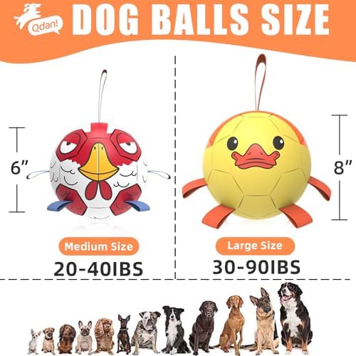 QDAN Dog Toys Soccer Ball with Straps, Interactive Dogs Toys for Tug of War, Puppy Birthday Gifts, Dogs Tug Toy, Dog Water Toy, Durable Dog Balls for Medium & Large Dog - Duck（8 Inch） - Image 5