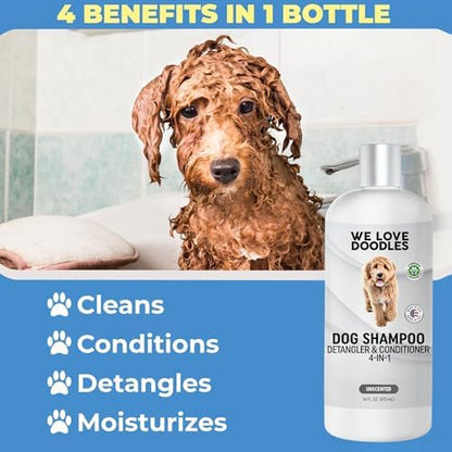 Dog Shampoo Conditioner & Detangler, Hypoallergenic Tearless Unscented 16OZ - Image 3