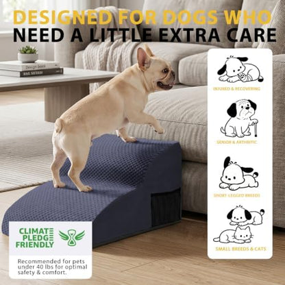 2-Step Dog Stairs for Small Dogs, Non-Slip Foam Pet Steps for Low Couch Bed - Image 3
