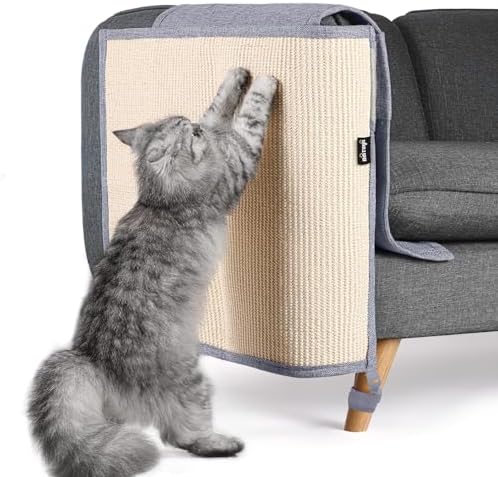 NATUYA Furniture Protectors from Cats - Couch Protector from Cat Claws with Sisal Scratching Pad Anti Cat Scratch Furniture Couch Sofa Corner (Light Gray, Right) by NATUYA