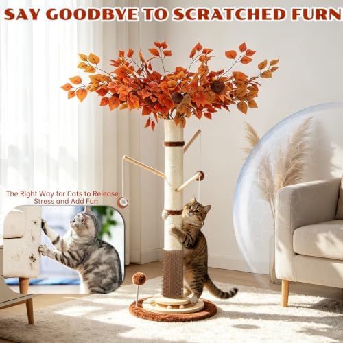 Cat Scratching Post, 46" Tall Scratcher Post for Indoor Adult Cats - Image 6