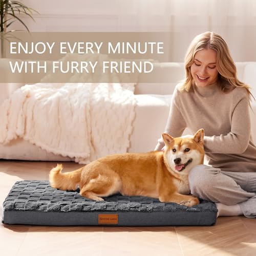 Patas Lague Orthopedic Large Dog Bed Pet Crate Mat 42''X28'' Dark Grey - Image 2