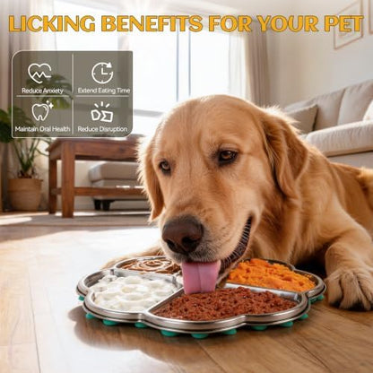 AFP Stainless Steel Lick Mat for Dogs & Cats, Large Dog Licking Pad with Suction Cups, Chew-Proof & Non-Slip Slow Feeder with 4 Textured Zones for Pet Anxiety Relief (1Pack) - Image 3